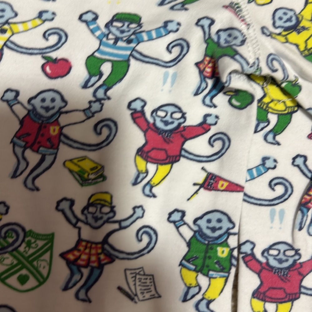 Roller Rabbit Kids Pajama Set - White with Colorful Monkeys - Picture 3 of 3
